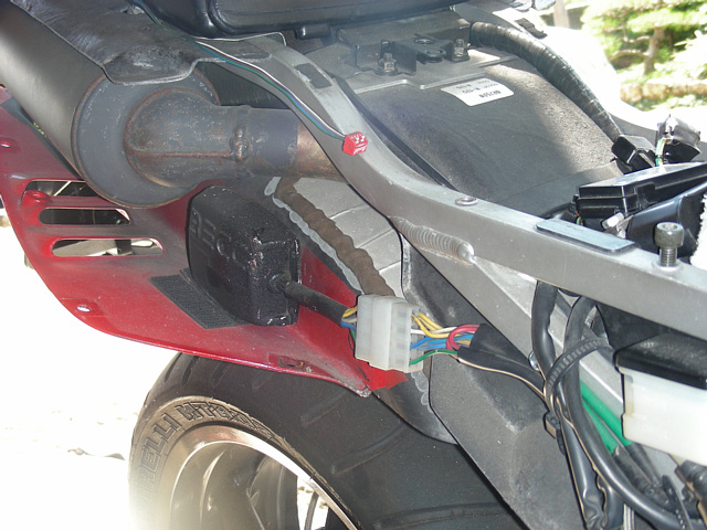 中央に見えるのは燃調マップ切り替え用のディップスイッチ